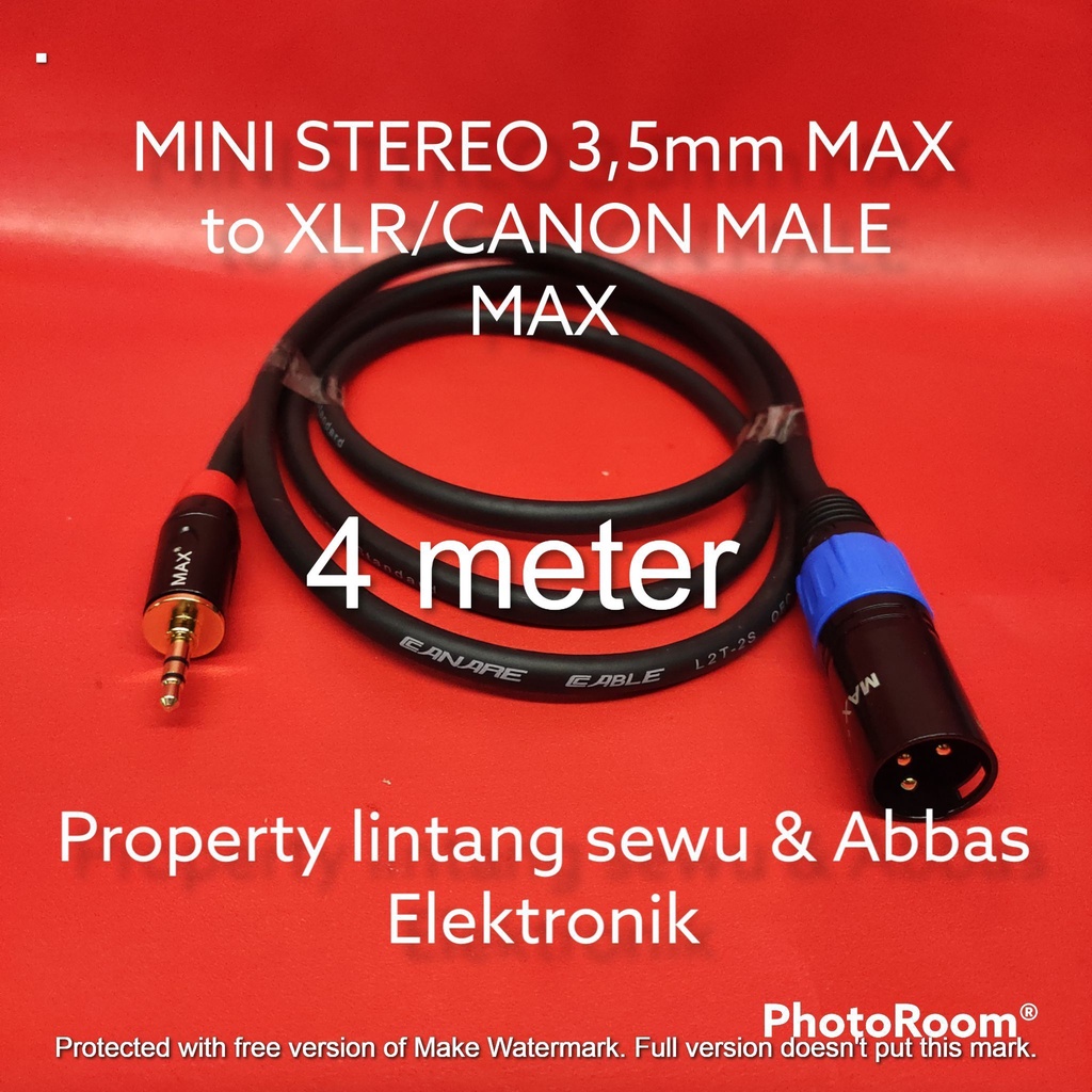 KABEL JEK MINI STEREO MAX TO XLR CANON MALE MAX 4 METER