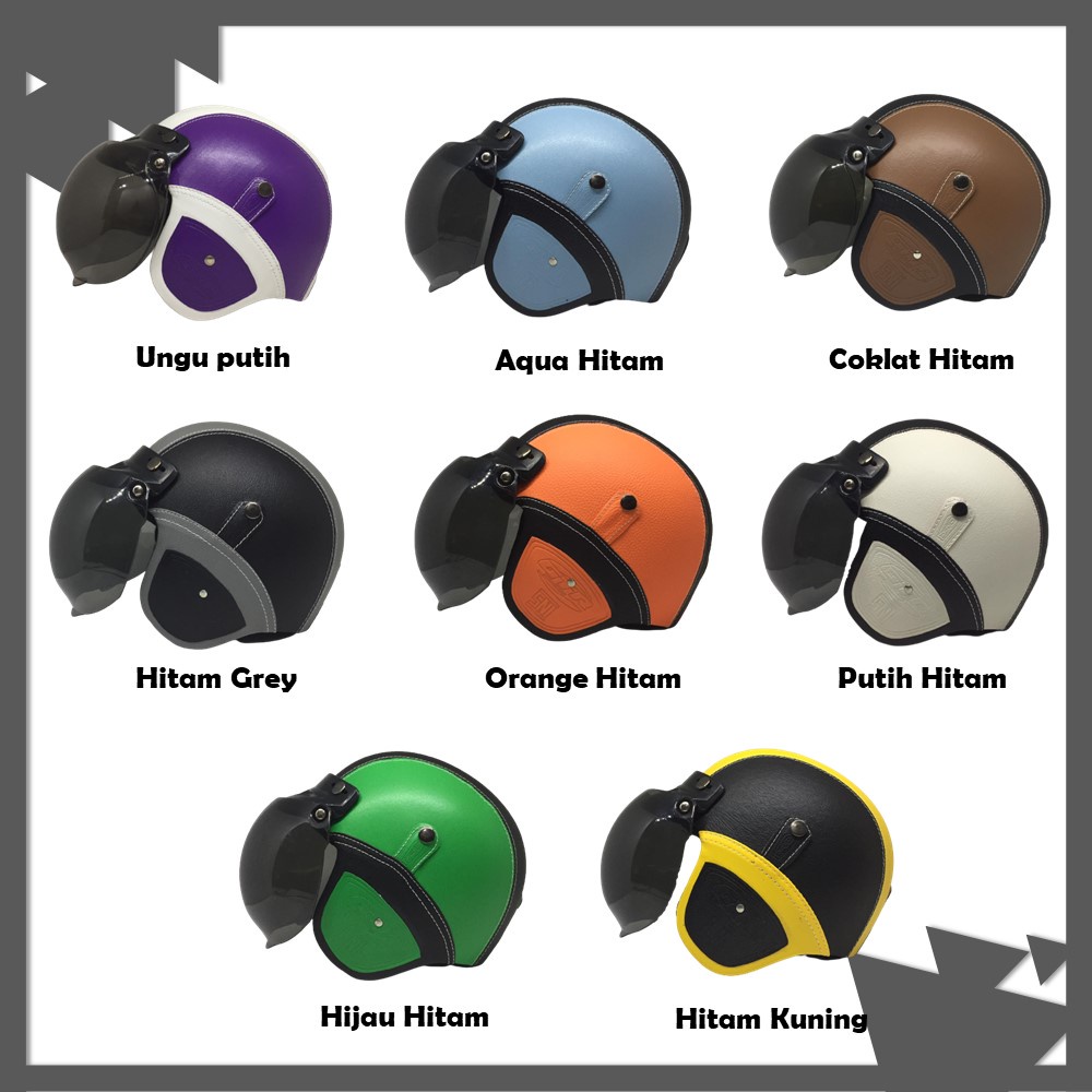 Helm Bogo Retro LEONO Full Kulit Classic Dewasa Murah