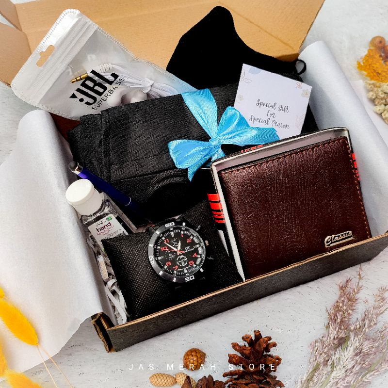 Hampers Cowok Kado Jam Tangan Tas Giftbox Mewah Hadiah OOTD Pria