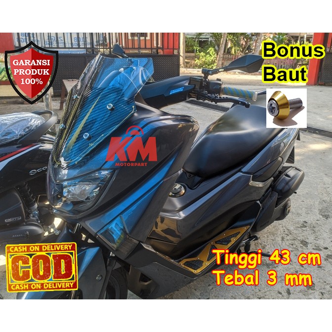 Kaca Visor Windshield NMax Old &amp; New Karbon N Max Merah Kuning Hijau Panjang 43 cm Variasi