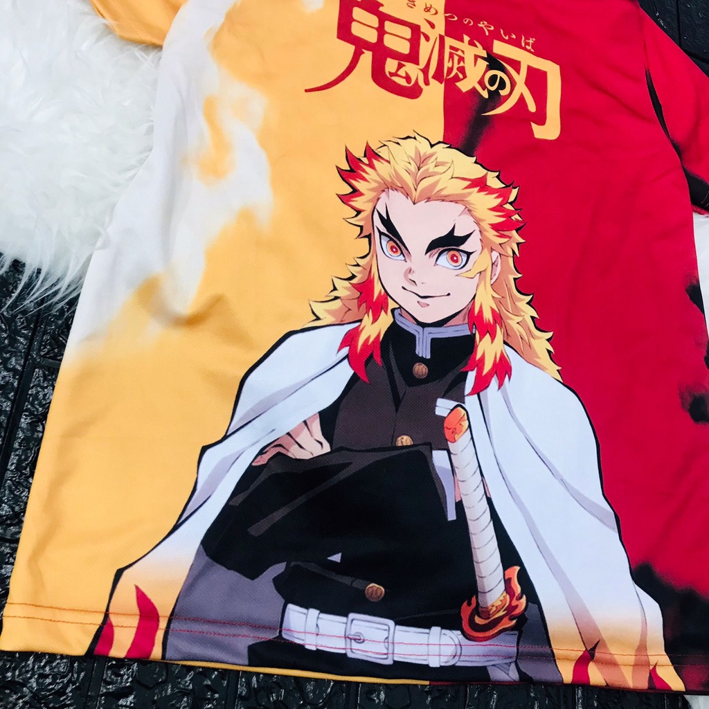 Tshirt Rengoku Fullprint Anime Manga Demon Slayer Kimetsu No Yaiba Premium Unisex