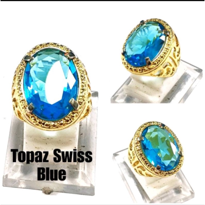 CINCIN BATU PERMATA BLUE TOPAZ SWISS