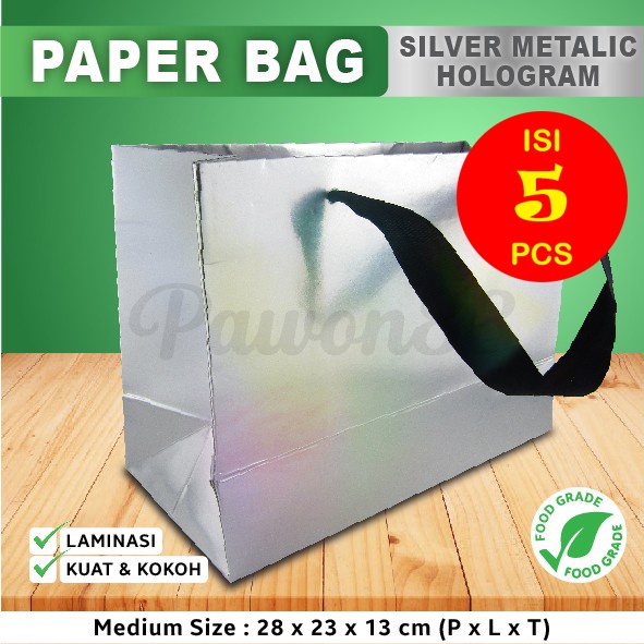 

Paper Bag Silver - Paper Bag Silver - Paper Bag Hologram 28x13x23 (5pcs)