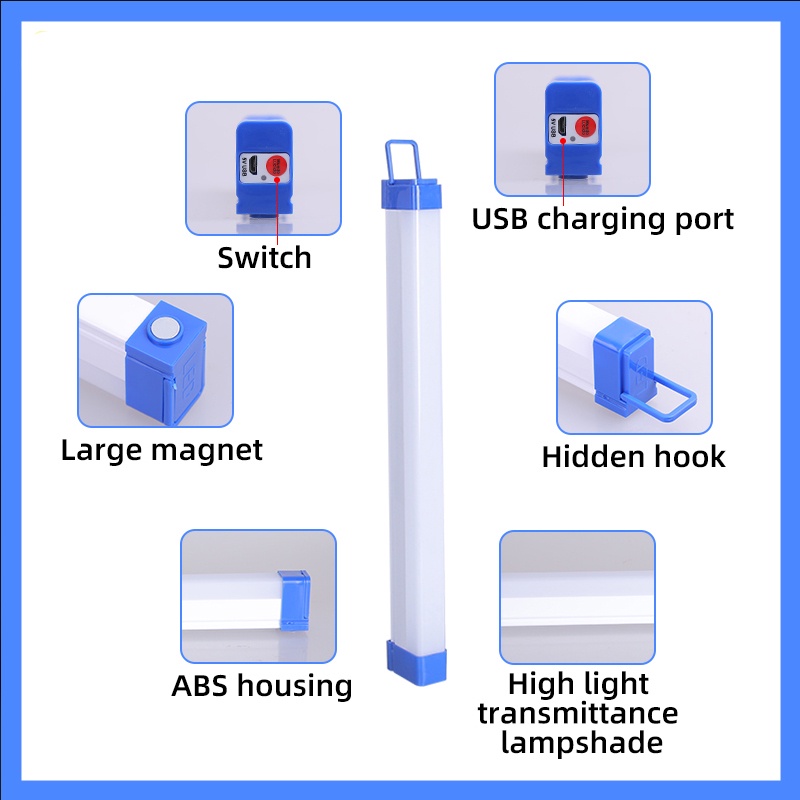 Lampu Neon Led Panjang Emergency / Bohlam LED USB Portable / Lampu Emergency LED USB Charger Lampu Darurat saat listrik padam, camping, dan lain lain