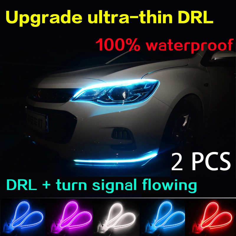 DRL Turn Signal Flowing Light guide strip CAR LED headlight DRL strip Lampu berjalan siang hari