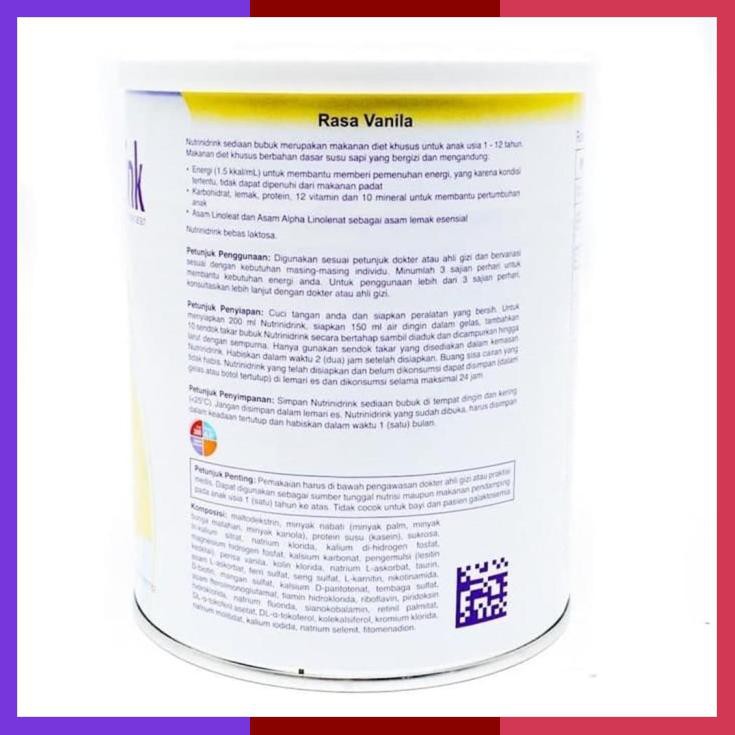 Nutricia Nutrinidrink Susu Vanilla Tin 400Gr