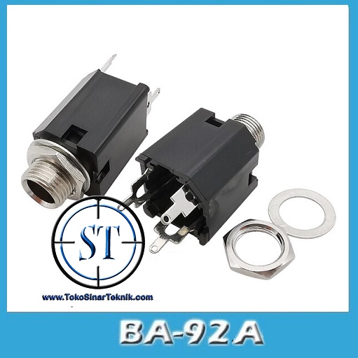 BA-92A Socket Akai Mono Segi Kotak Plastik Female Microphone 6,5mm Soket Box Pcb Betina Connector Mic