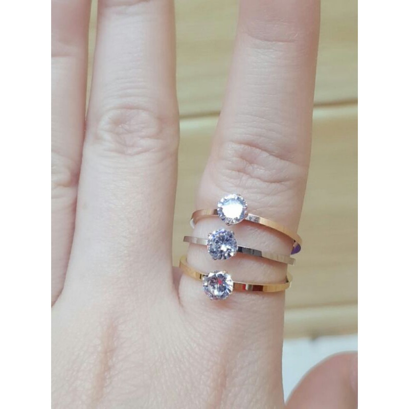 Cincin titanium microdiamond 3susun / cincin microdiamond 3susun / cincin titanium fashion korea