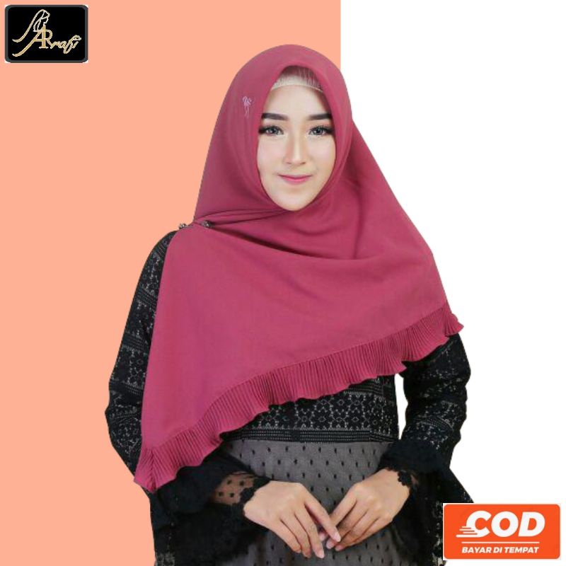 Jilbab Hijab Segi Empat Arrafi Kerudung Krudung AR 334 Terbaru Kekinian Viral Plisket Ibu Dewasa jak