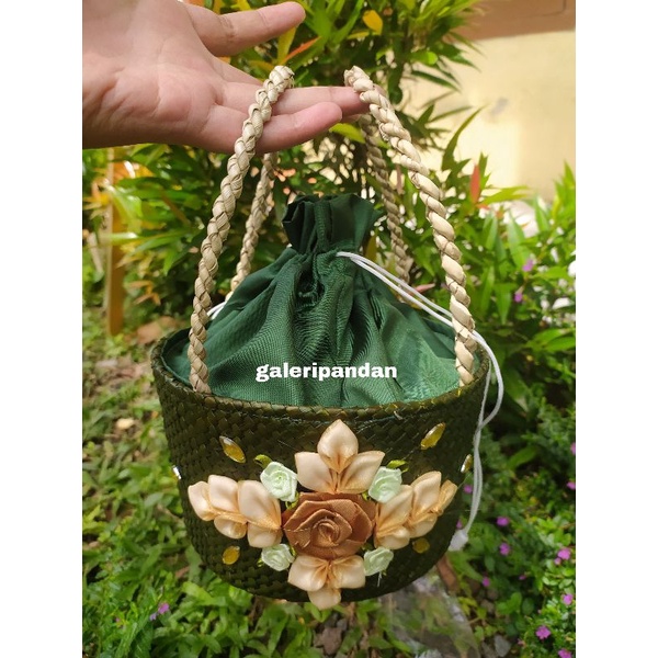 TAS ANYAMAN 1 TOPLES BUNGA PITA TERMURAH // KERANJANG ANYAMAN HIAS