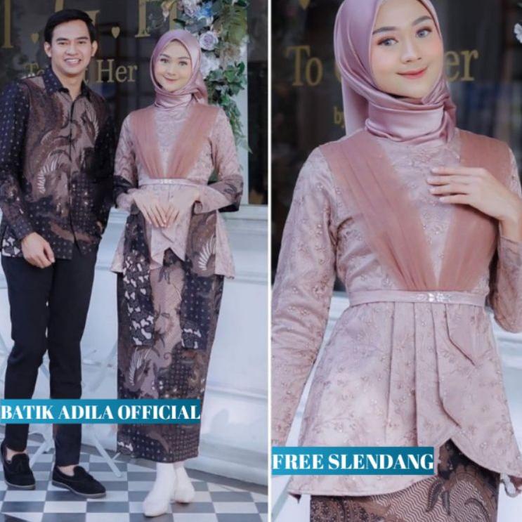 ((REKOMENDASI)) Couple Kebaya Modern Baju Wisuda Tunangan Lamaran Terbaru Baju Batik Brokat Couple A