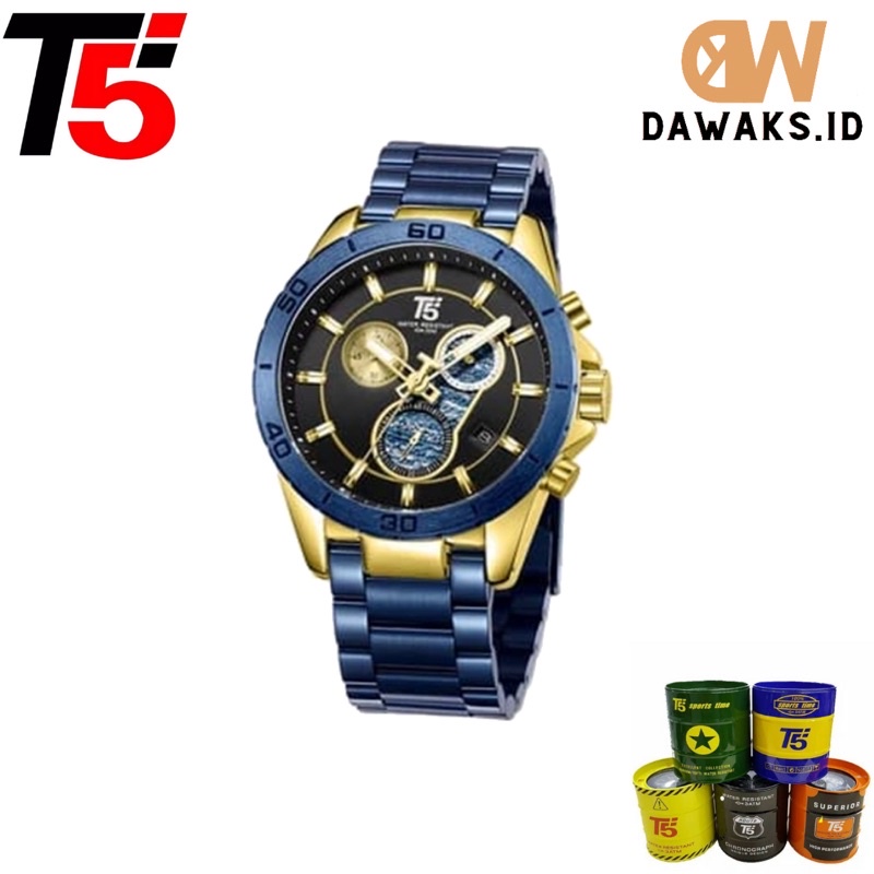 JAM TANGAN PRIA T5 H 3658 ORIGINAL CHRONO AKTIF TAHAN AIR FREE BOX+PAPER TAS JAM TANGAN PRIA MEWAH