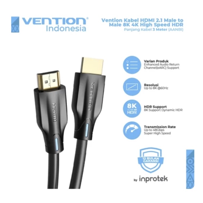 [3M] Vention HDMI 2.1 - Kabel Male to Male 8K 4K High Speed HDR - AAN