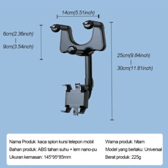 HOLDER HP MOBIL PUTAR Hd 59 360 DERAJAT / HOLDER KACA SPION HD59 UNIVERSAL HD-59