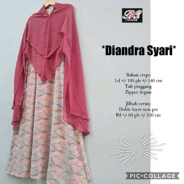 Gamis baju muslim murah diandra fiana syari hijab set