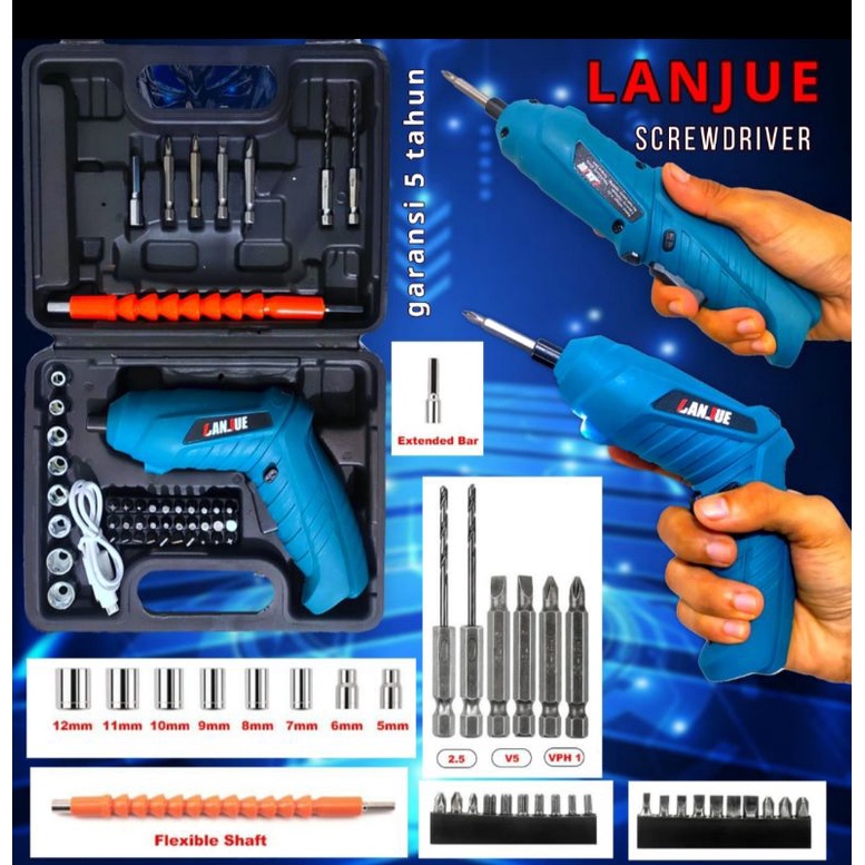 Mesin bor obeng cordless screwdriver lanjue by JLD sekrup baut