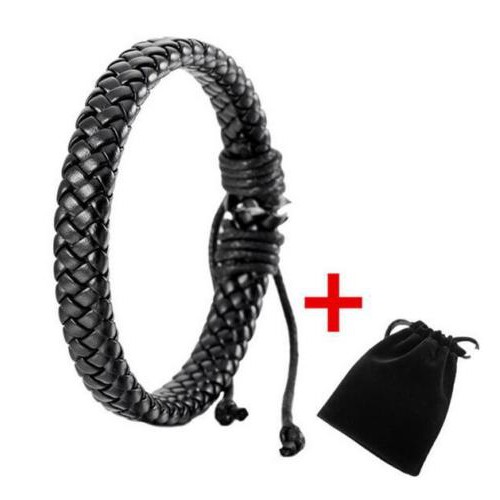 Gelang Kulit Leather Rope Black Kulit Tali Unisex GEM-121