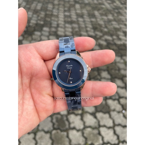 Jam Tangan Alexandre Christie Ac 2976 Original Blue Rosegold Wanita