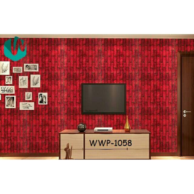 Wallpaper Sticker WWP-1058 Uk. 9 meter // Wallpaper Batu Bata Merah