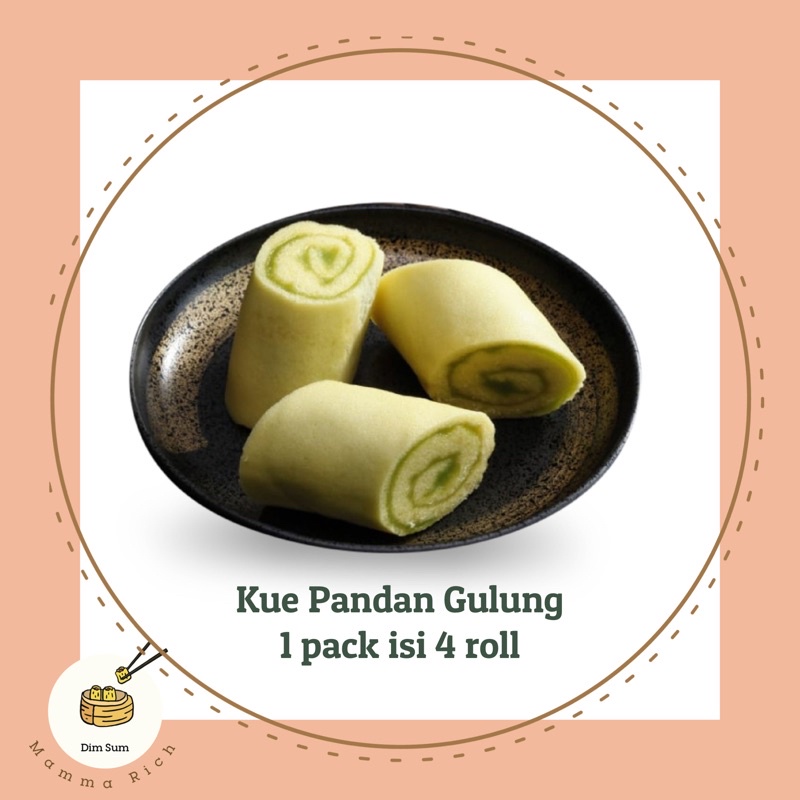 

Frozen dim sum kue pandan gulung malaysia 1 pack isi 4 roll dimsum