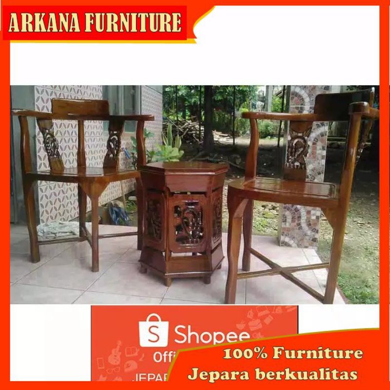 Furniture mebel meubel kursi teras anggur mentahan kayu jati jepara