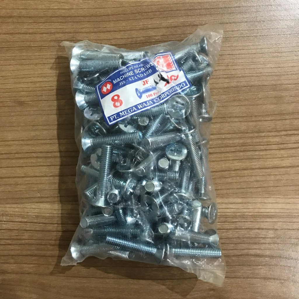 Baut JF Flat Head Machine Screw MJF M8 x 40 GALVANIS JF M8X4CM M8X40