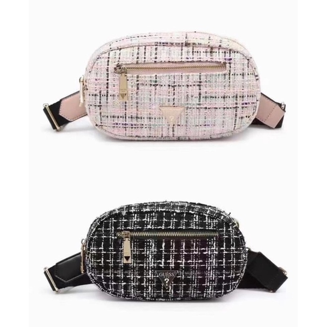 Gues* Mini Tweed Crossbody Bag