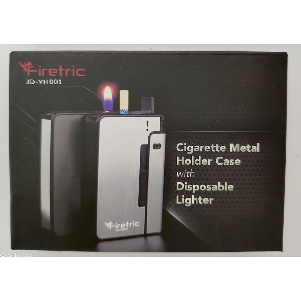 Firetric Kotak Rokok Metal Case with Lighter Korek Api Slot - Silver