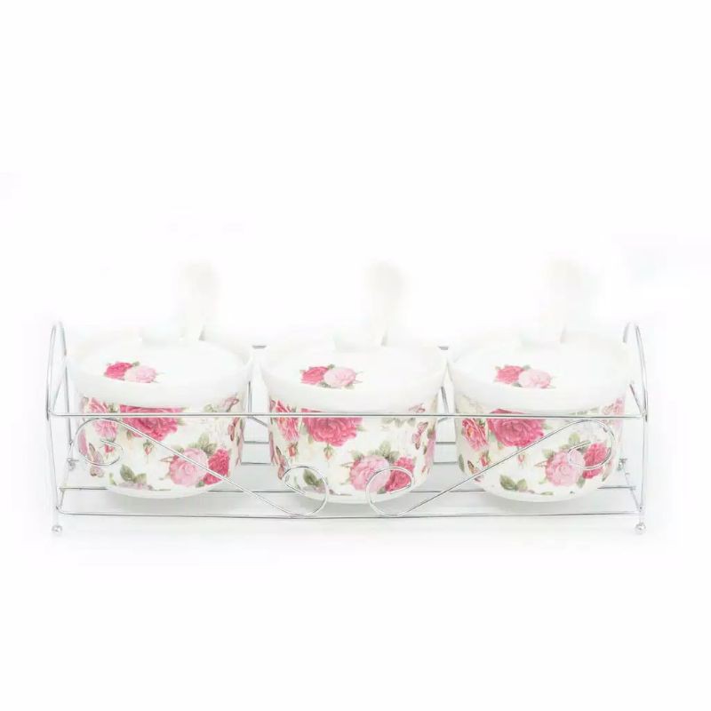 Tempat Sambel Keramik set 3 pcs + sendok Keramik