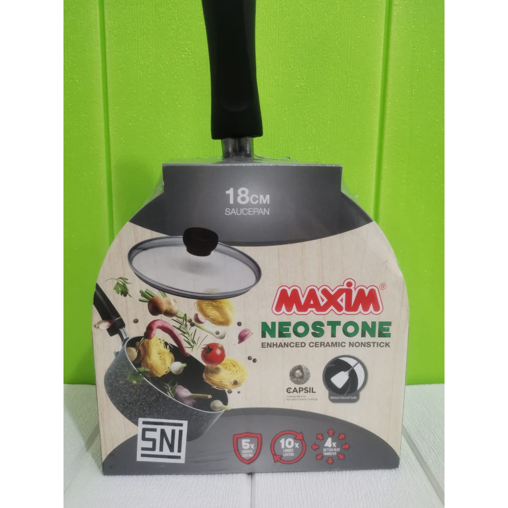 PROMO ISI 2 PCS Maxim Neostone Wajan Panci Saucepan 18 Cm + PG TANAM 1 TUNGKU API BARA MANTAP