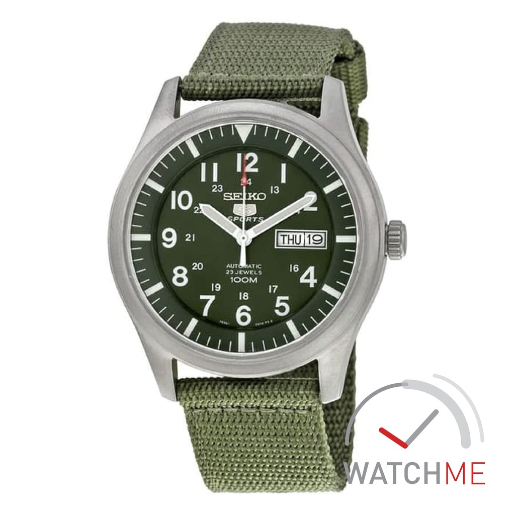 Jam Tangan Pria Seiko 5 SNZG09K1 Automatic Green Dial 100m Green Nylon Strap Original Garansi Murah