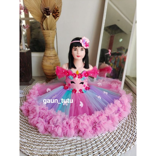 gaun tutu anak perempuan mewah elegan pesta ultah