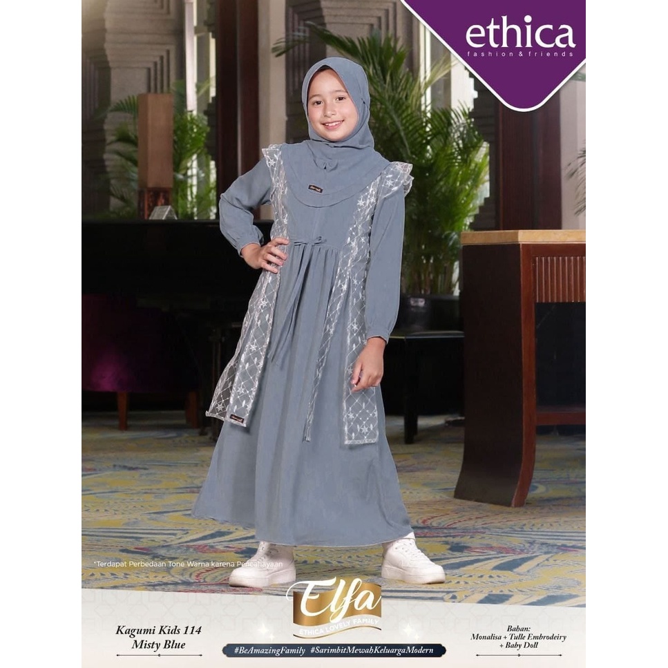 GAMIS ANAK PEREMPUAN KAGUMI KIDS 114 MISTY BLUE / GAMIS ANAK SET HIJAB / GAMIS ANAK ETHICA TERBARU /