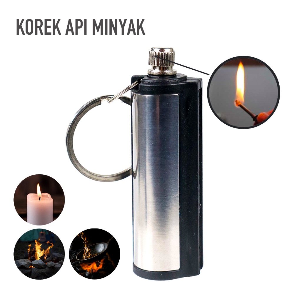 Gantung Kunci Korek Api Minyak Mancis Lighter Matches Mini Waterproof