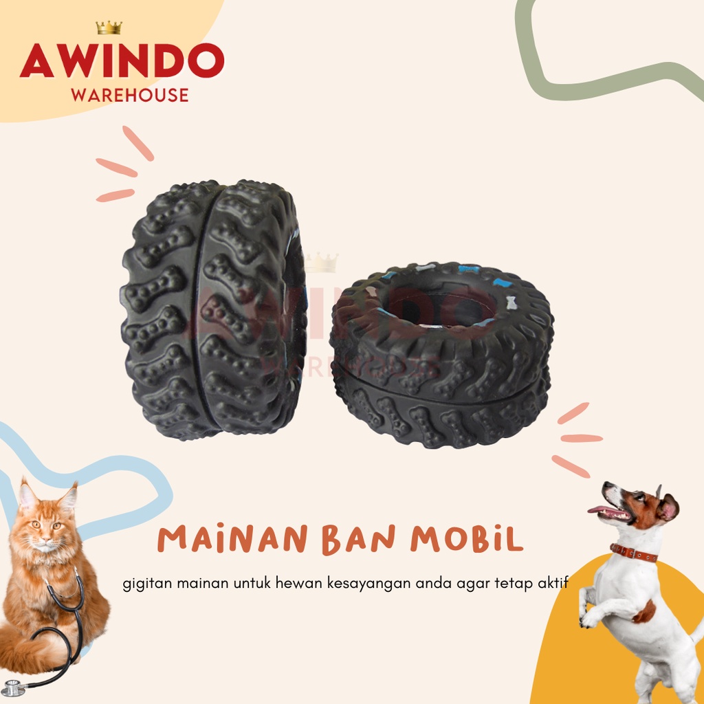 MAINAN BAN - Mainan Gigitan Karet Anjing Kucing Berbunyi Pet Toy