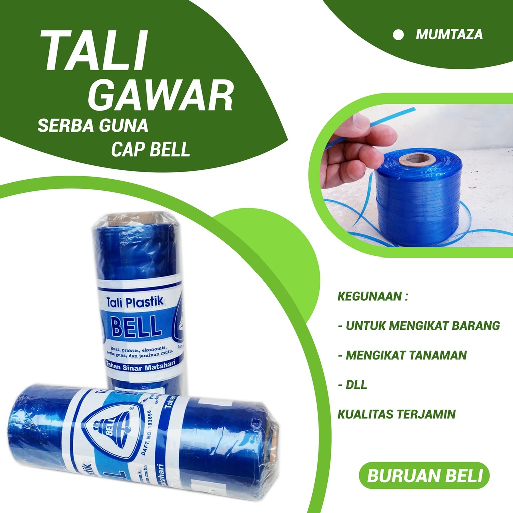 

Tali plastik GAWAR BELL 0,6 mm kuat, praktis, ekonomis, serba guna & jaminan mutu
