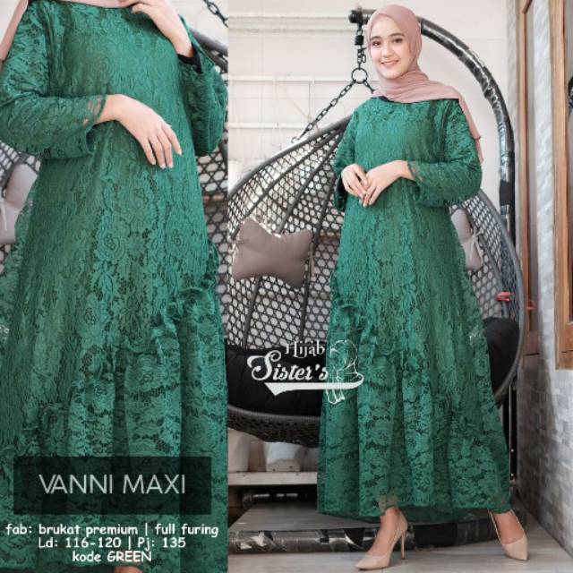 Vanni maxi by hijab sisters | gamis dress brokat jumbo LD 120