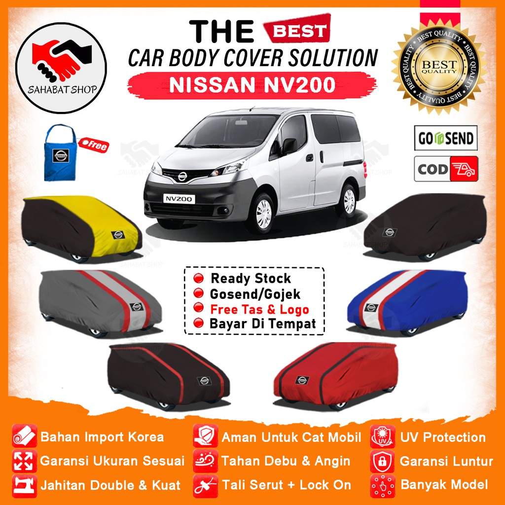 Sahabat Body Cover Mobil NV200 / Sarung Penutup Nissan NV200 Outdoor / Selimut Mantel Tutup Kerudung Mantol Pembungkus Pelindung Jas Terpal Bungkus Kerodong Kelambu Tutupan Mobil NV200 Waterproof Anti Air Model Orange