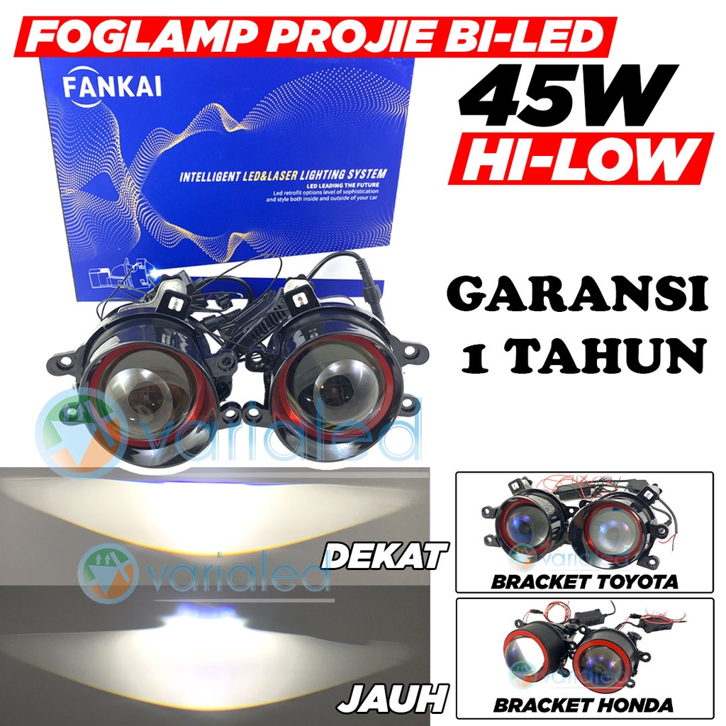 Lampu Foglamp Projie Biled FANKAI 45W 3 Inch Q3 Focus Jauh Dekat PNP Putih Sepasang Bi Led Projector