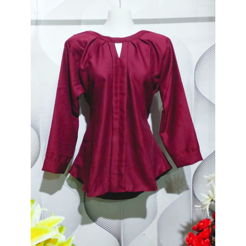 baju murah/atasan lengan panjang /baju atasan wanita/baju kantor wanita/kemeja polosdasi