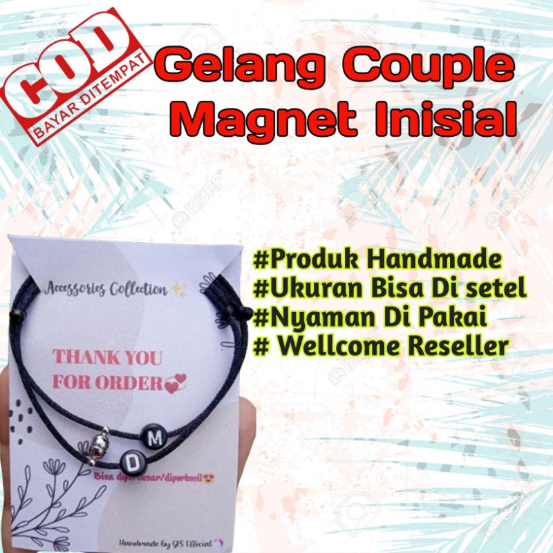 GELANG COUPLE MAGNET INISIAL // GELANG HURUF COUPLE //