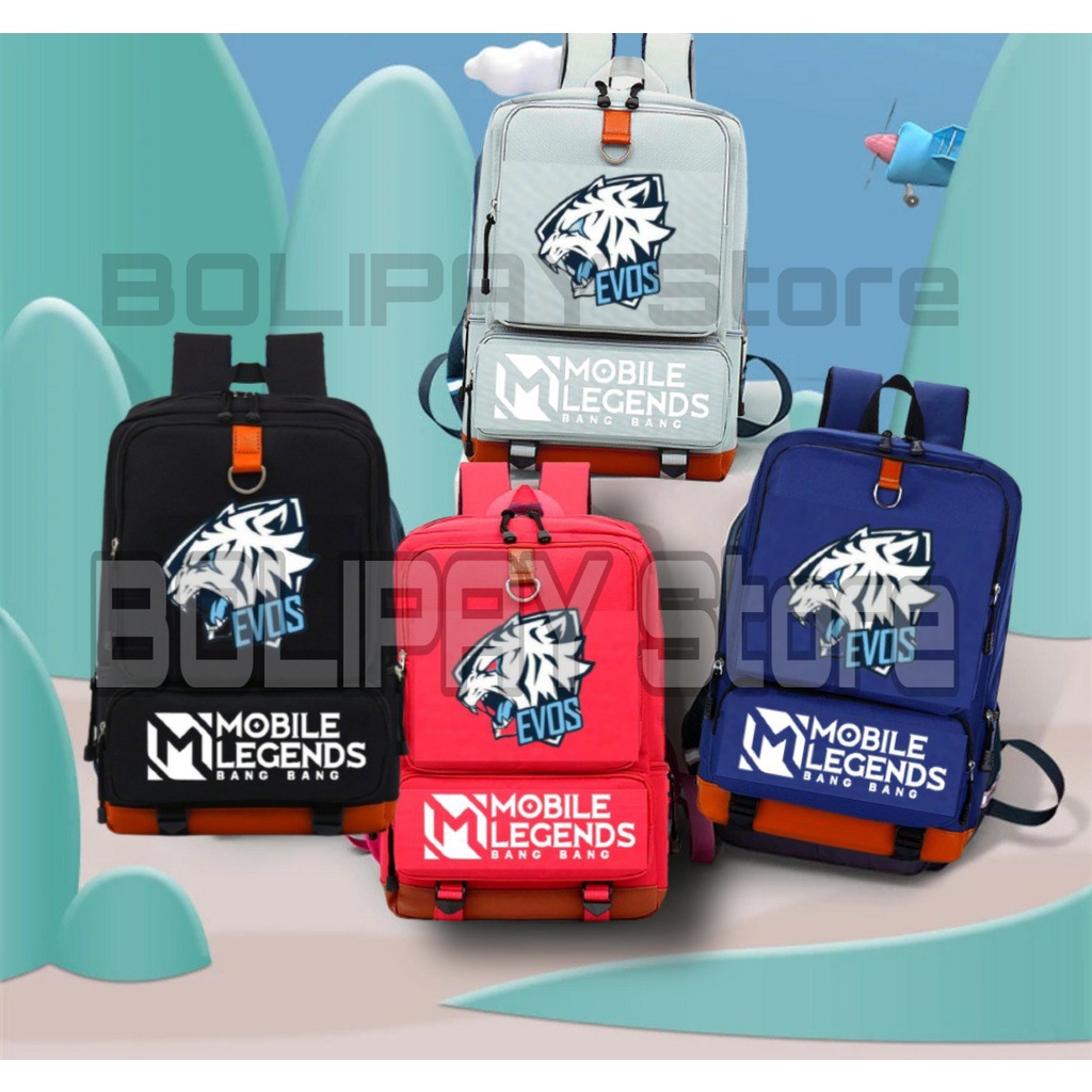 Tas Ransel anak sekolah Laki-laki Tk Sd Smp Gaming Mobile Legend Motif Evos Terbaru 2022 - Ready Merah Hitam Biru