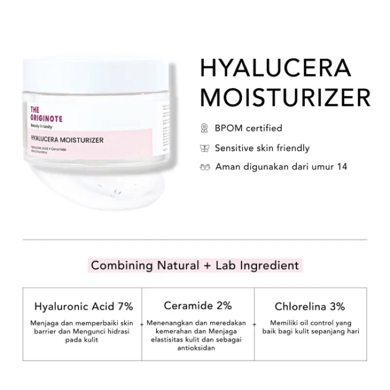 READY The Originote Hyalucera Moisturizer Gel 50ml - Pelembab Wajah The Originote Eye Serum 15gr - Eye Treatment Eye Cream untuk Mencerahkan dan Mengencangkan