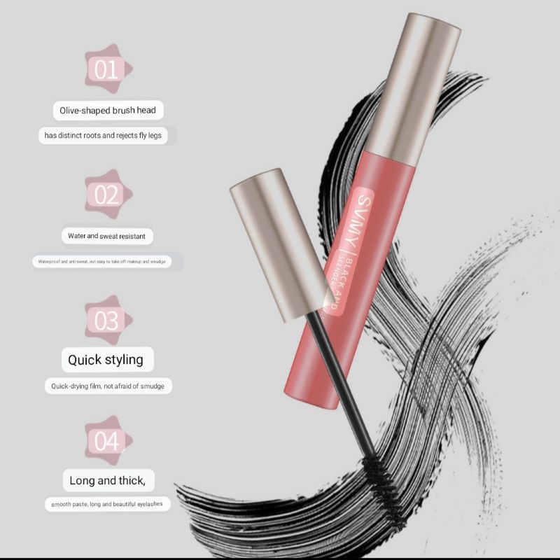 SVMY Lameila Original Black And Slender Curl Mascara Volume Waterproof Melentikkan Dan Menebalkan Bulu Mata