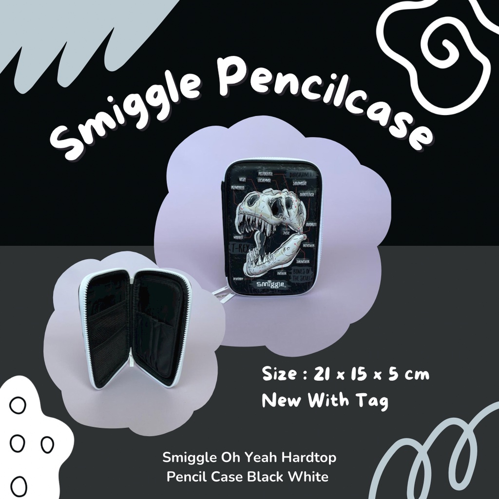 

TEMPAT PENSIL SMIGGLE HARDTOP OH YEAH BLACK WHITE DINOSAURUS / T-REX