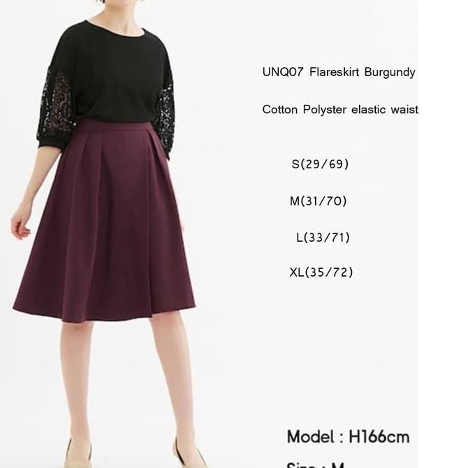UNIQLO 07 Flare Skirt Burgundy Rok Bawahan Wanita Branded