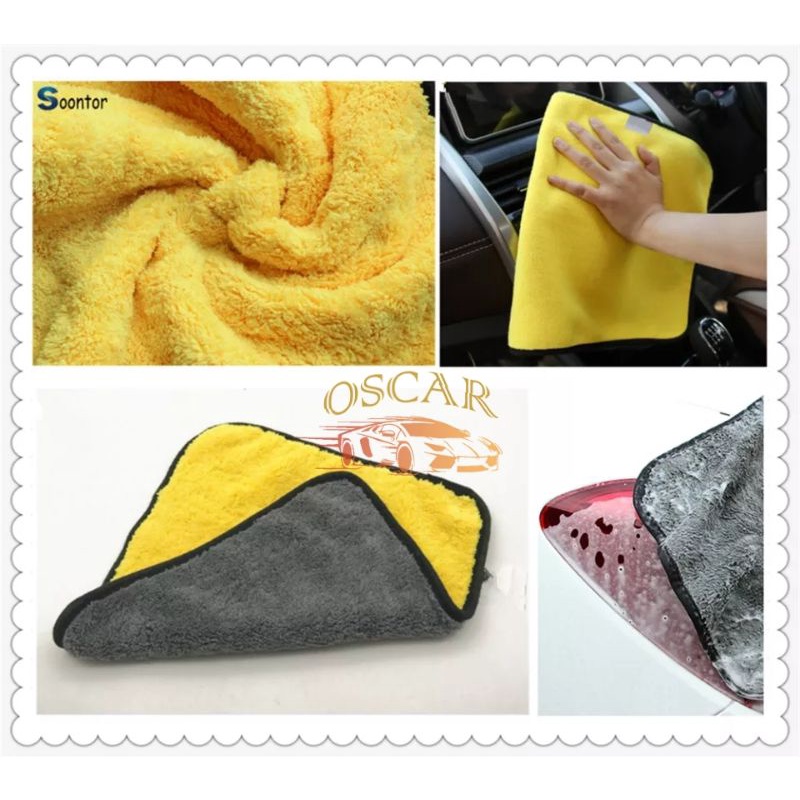 PREMIUM MICROFIBER SERBAGUNA 30X30 KAIN LAP MOBIL 2 SISI HALUS MULTIFUNGSI 500GSM