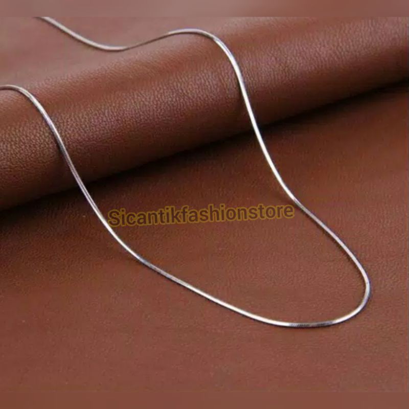 Kalung Titanium silver 45cm model bulat Fashion pria wanita terlaris anti Karat kalung titanium pria