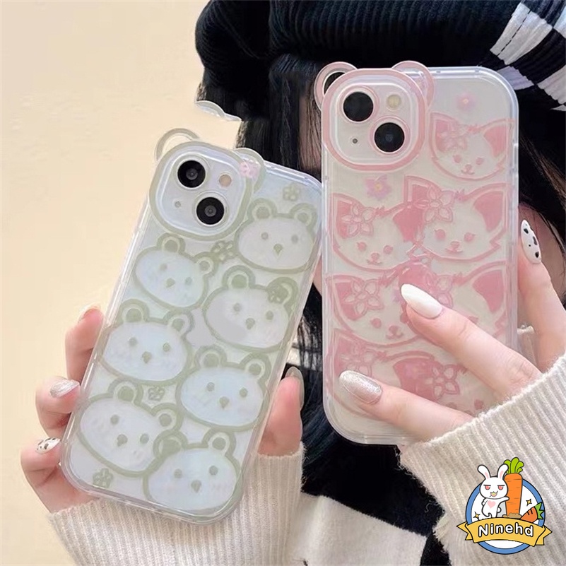 Soft Case Silikon TPU Desain Telinga Kucing Untuk iPhone 13 12 11 Pro Max X Xr Xs Max SE 2020 8 7 6 6s Plus