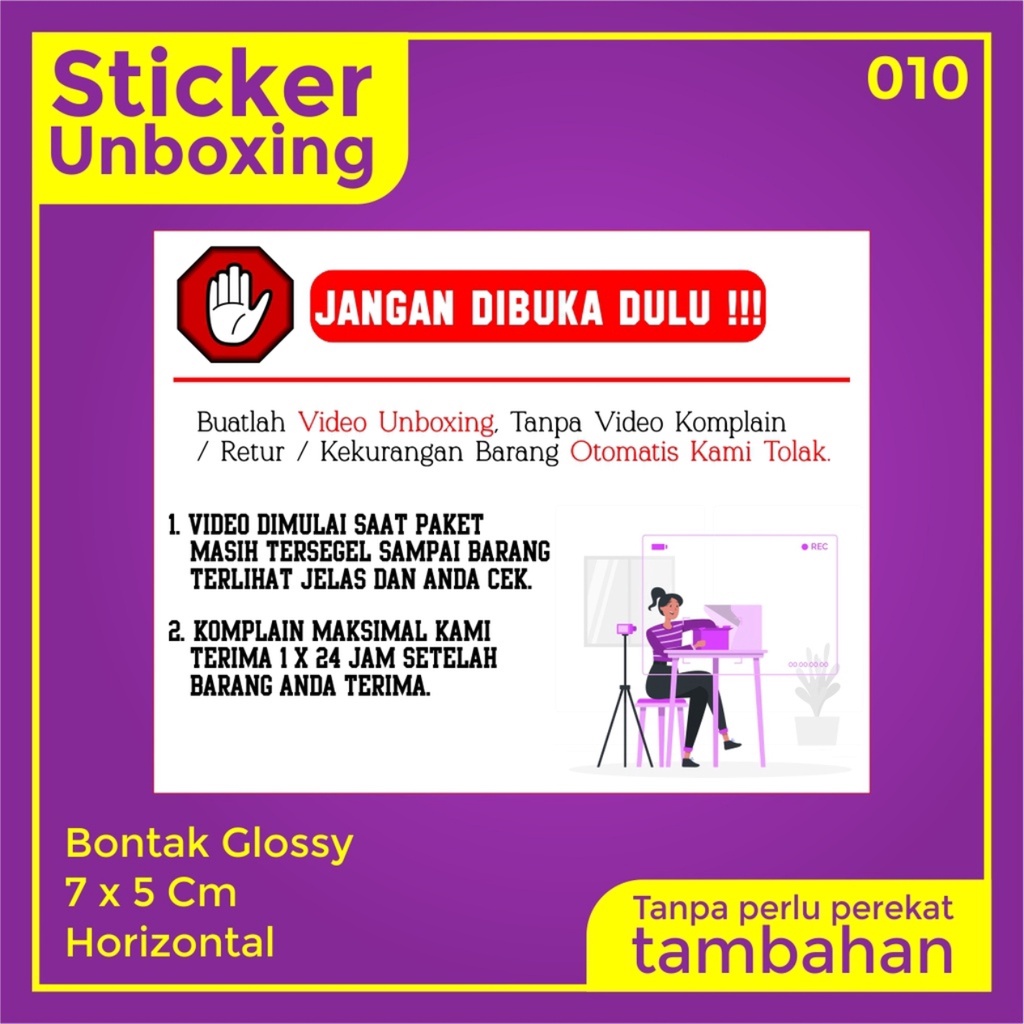 Stiker Video Unboxing / Stiker Unboxing / Sticker Fragile / Stiker Label Pengiriman-010